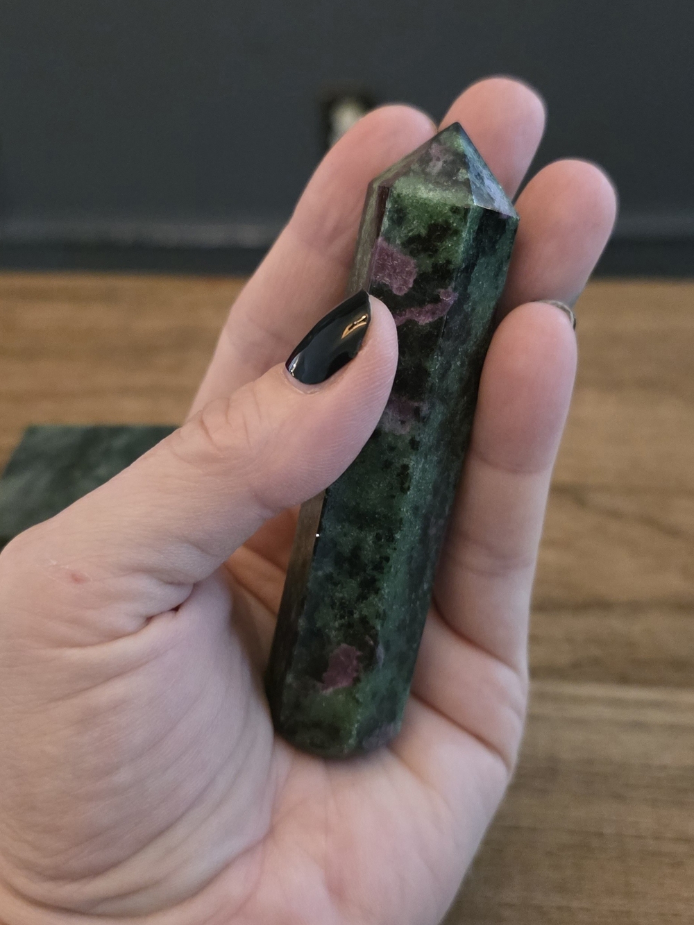 Ruby Zoisite Point Pendant - Green and Pink Crystal